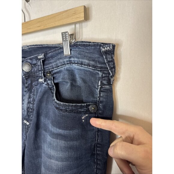 True Religion Ricky Flap Super T Jeans Men’s 36x32 Relaxed Straight Blue - Picture 4 of 10